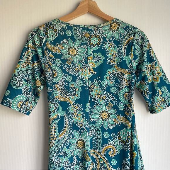 Prana Breath Nadia cafe length sleeve style faux wrap paisley print dress Small - Picture 9 of 10